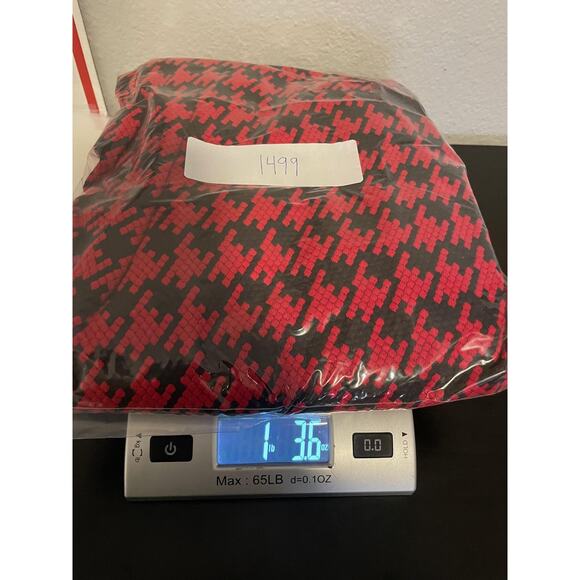 Ali Miles Jacket Womens Medium Red Black Houndstooth 3 Button Funnel Neck Peplum - Picture 8 of 8